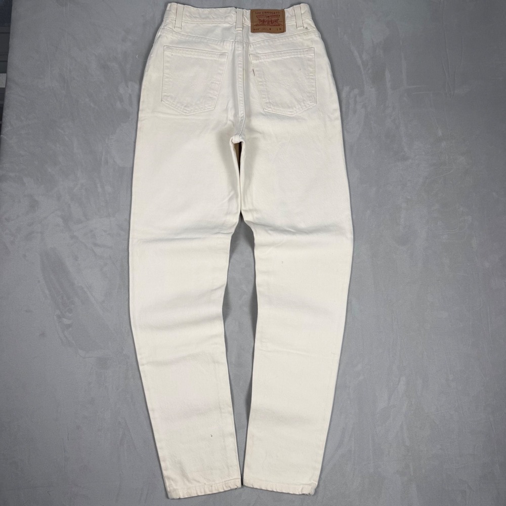 90s Womens Levis 512 Slim Fit Tapered Leg High Rise Cream Jeans Size 9 MED